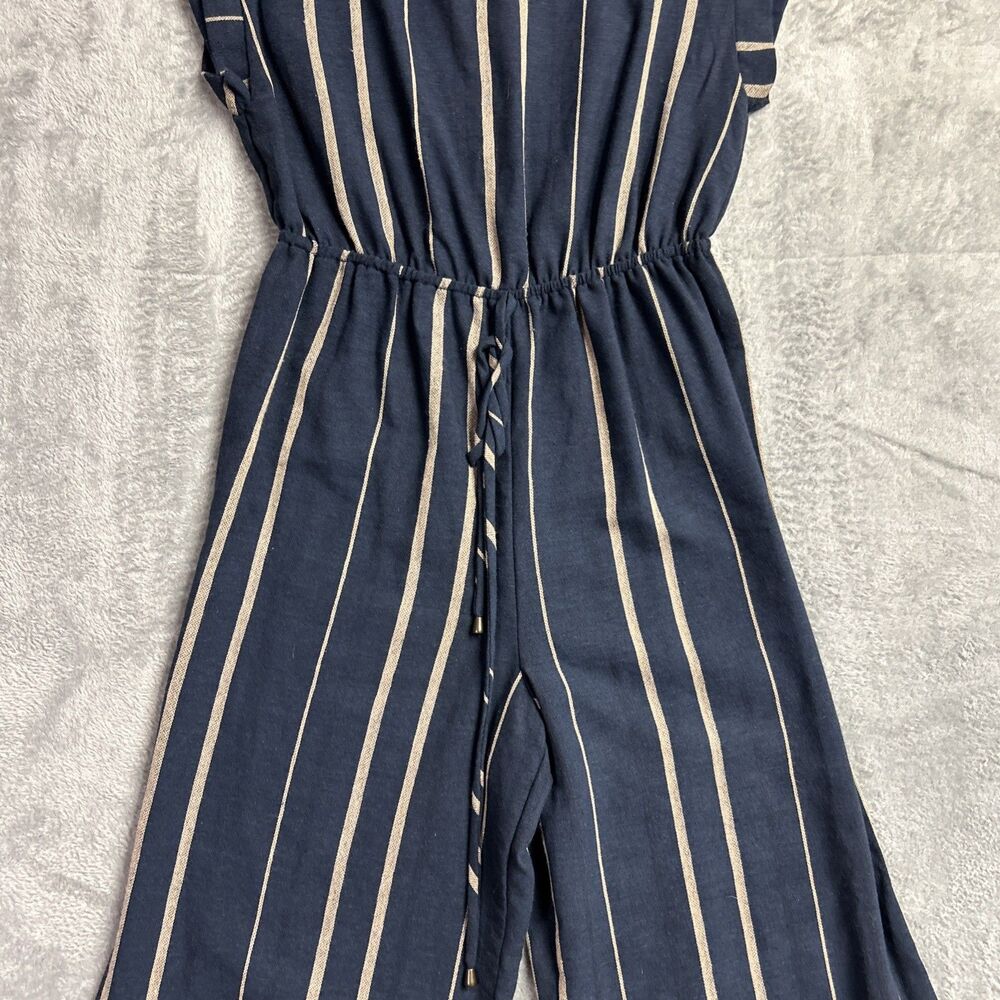 Universal Thread Jumpsuit Romper NWT - Striped Navy/Tan Wide Leg Sz XS - Picture 4 of 16